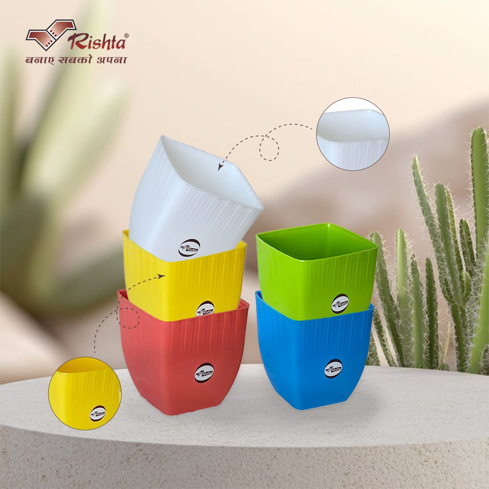 Rishta® Lavender Indoor Pot - Set of 5pc - Image 2