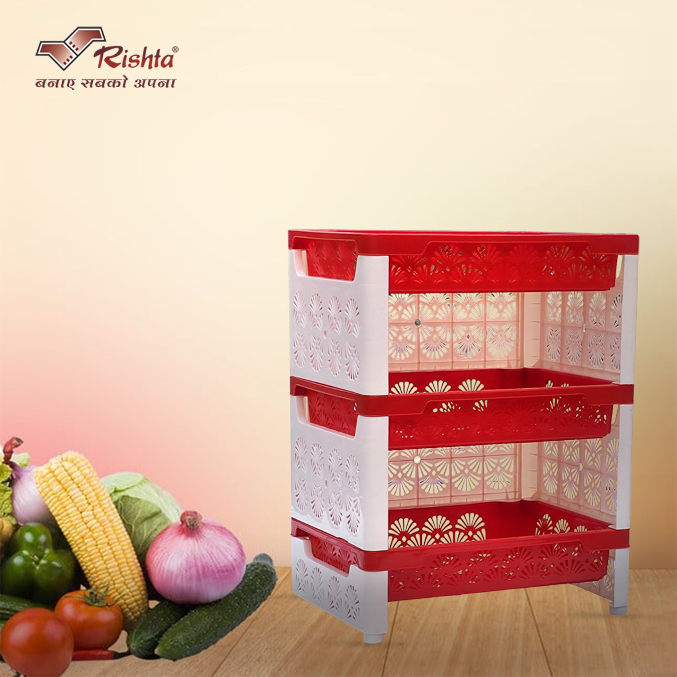 Rishta® Flora Multipurpose Storage Rack - 3 Layer - Image 4