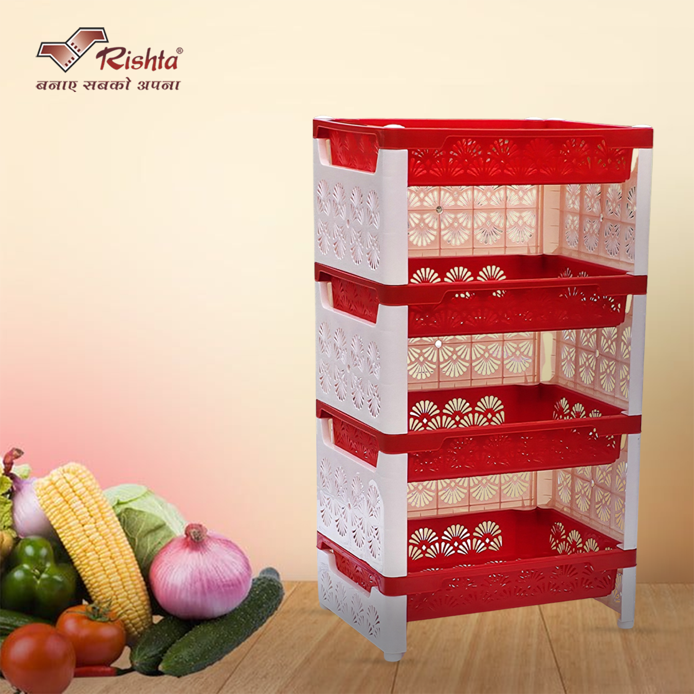 Rishta® Flora Plastic Storage Rack – 4 Layer - Image 6