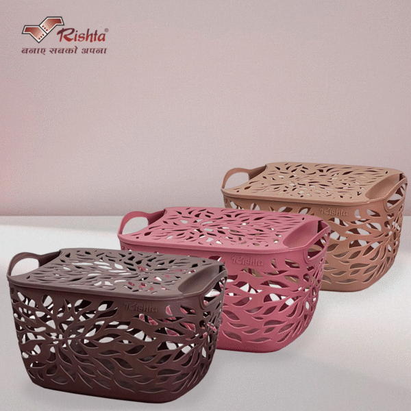Rishta Jovial Storage Basket with Lid – Set of 3